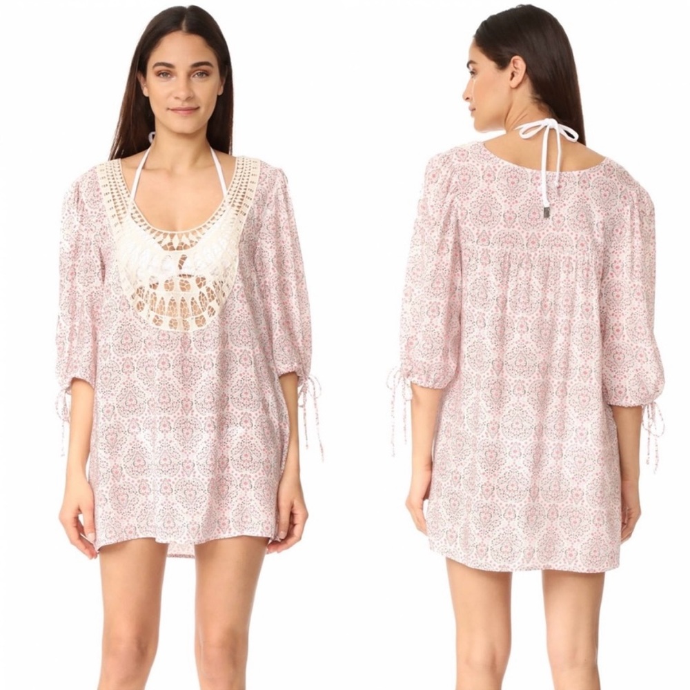 Eberjey Dresses | Women's Boho Floral Crochet Coverup Size Small / Medium Pink